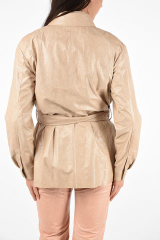 Leather Utility Jacket With Belt