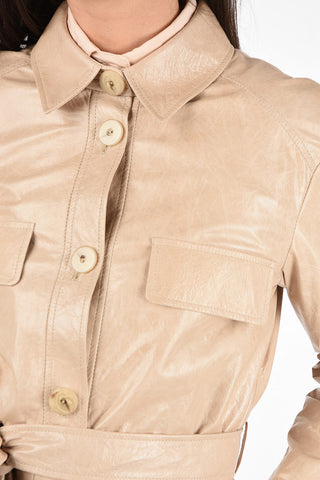 Leather Utility Jacket With Belt
