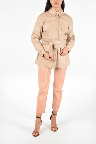 Leather Utility Jacket With Belt
