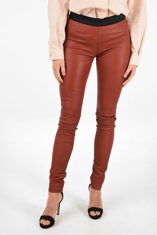 Drawstring Leather Slim Fit Pants
