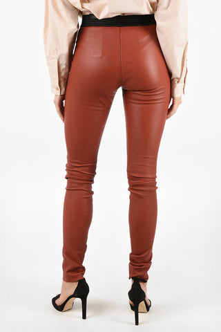 Drawstring Leather Slim Fit Pants