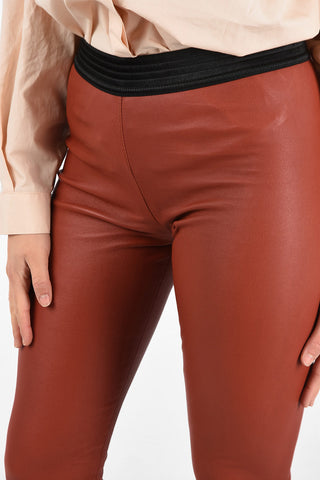 Drawstring Leather Slim Fit Pants