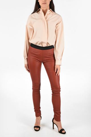 Drawstring Leather Slim Fit Pants