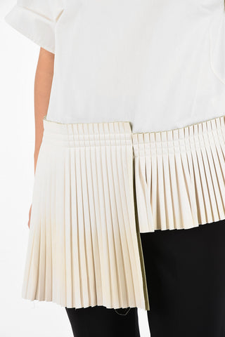 MM6 Accordion Asymmetric T-shirt with Ecoleather Details