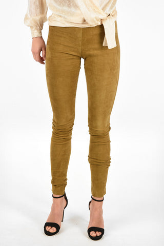Suede Leather Slim Fit Pants