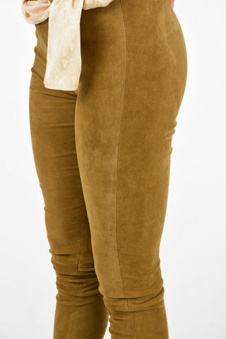 Suede Leather Slim Fit Pants