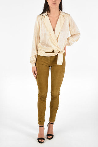 Suede Leather Slim Fit Pants
