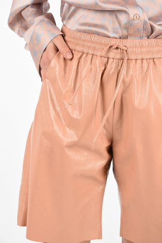 Drawstring Leather Shorts