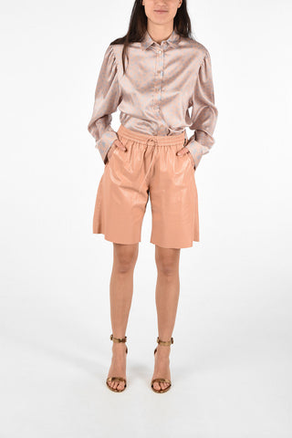 Drawstring Leather Shorts