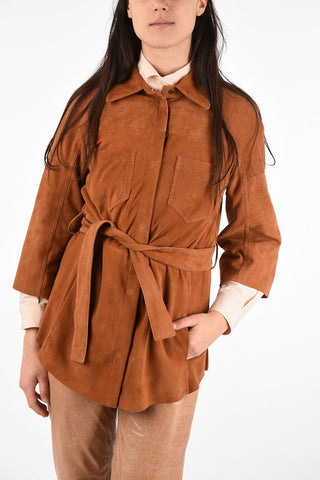 Suede Leather Jacket with Belt