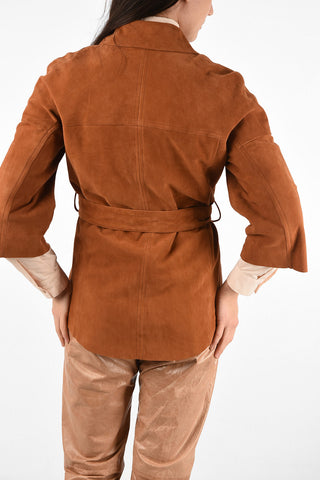 Suede Leather Jacket with Belt