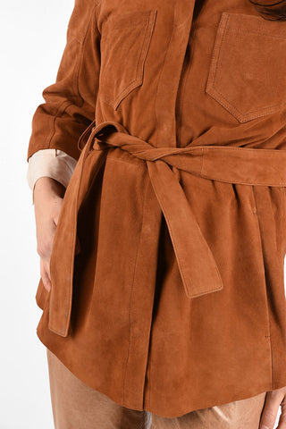 Suede Leather Jacket with Belt