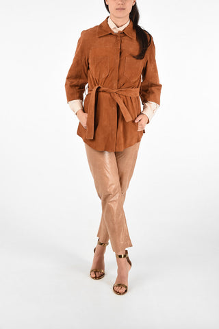 Suede Leather Jacket with Belt