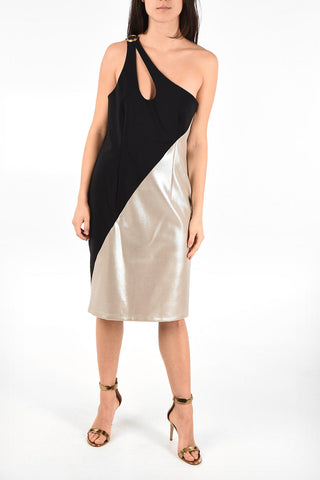 Two-Tone Lurex One Shoulder Dress