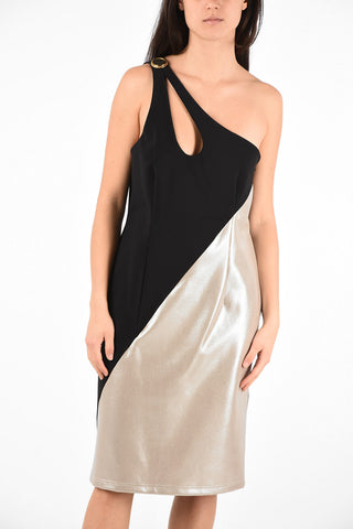 Two-Tone Lurex One Shoulder Dress