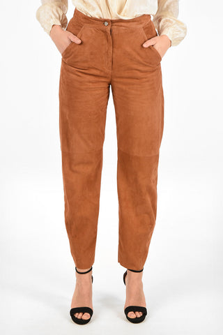 High Waist Suede Leather Wide Pants