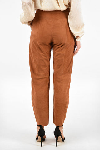 High Waist Suede Leather Wide Pants