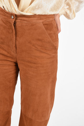 High Waist Suede Leather Wide Pants