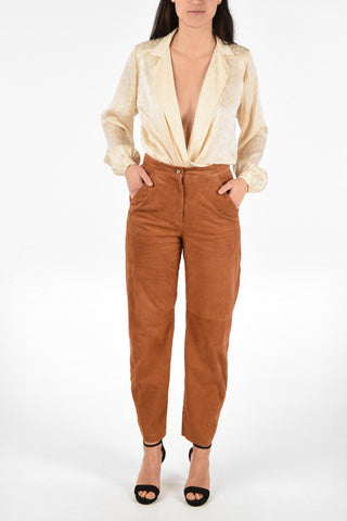 High Waist Suede Leather Wide Pants