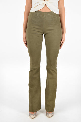 High Waist Suede Leather Boot Cut Pants
