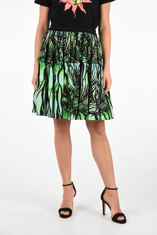 Drawstring Printed above knee circle skirt