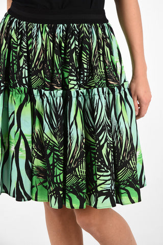 Drawstring Printed above knee circle skirt