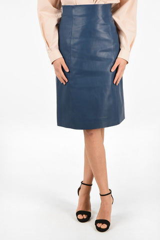Split-Back Hem Leather A-Line Skirt