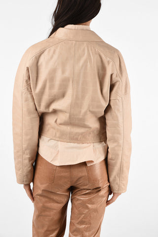 Leather Cropped Double Breasted Jacket