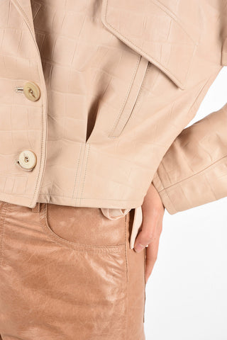 Leather Cropped Double Breasted Jacket
