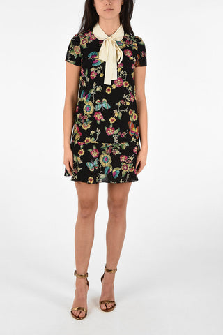Mini Dress in Seta Floreale con Fiocco