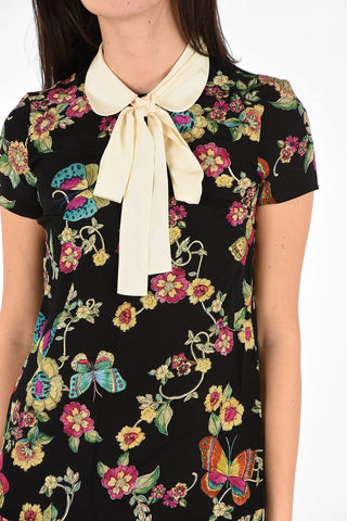 Mini Dress in Seta Floreale con Fiocco