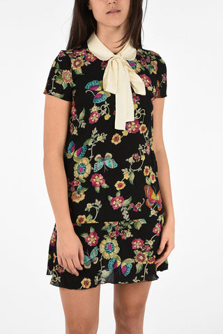 Mini Dress in Seta Floreale con Fiocco