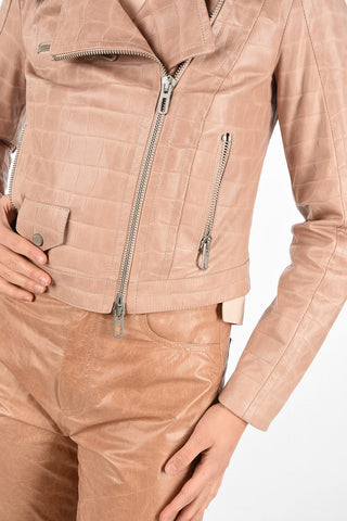 Leather Cropped Biker Jacket