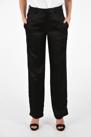 Pantalone Wide in Raso a Vita Alta