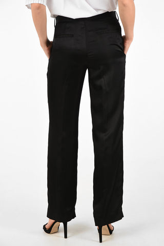 Pantalone Wide in Raso a Vita Alta
