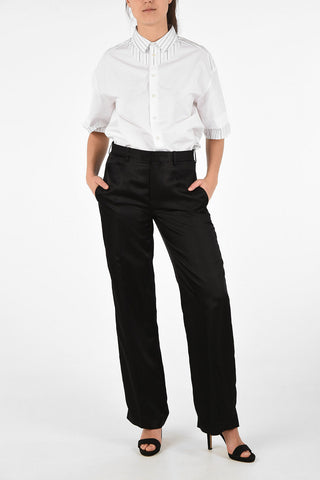 Pantalone Wide in Raso a Vita Alta