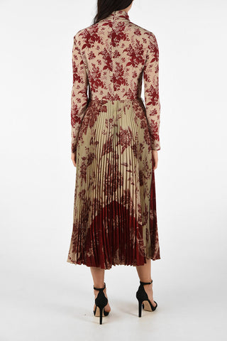 Floral Accordion Dress with Belt