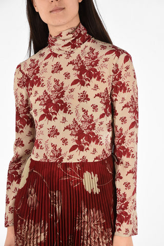 Floral Accordion Dress with Belt
