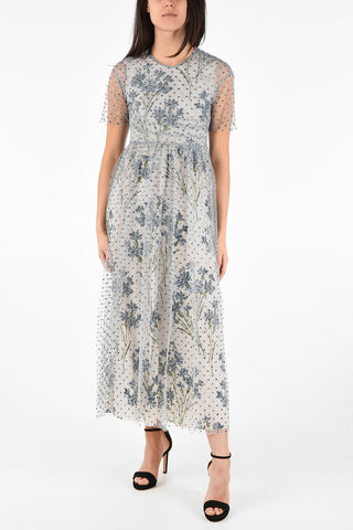 Vestito Flare in Tulle con Sottoveste Floreale 