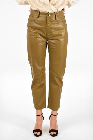 Leather Cropped 5 Pockets Pants