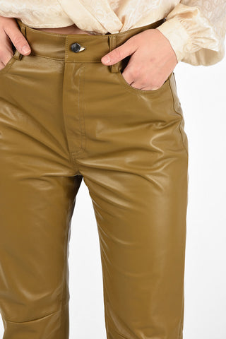 Leather Cropped 5 Pockets Pants