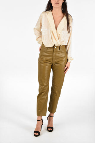 Leather Cropped 5 Pockets Pants
