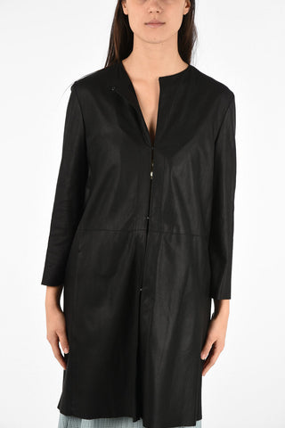Leather 3/4 Sleeve Overcoat