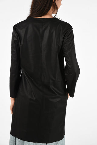 Leather 3/4 Sleeve Overcoat