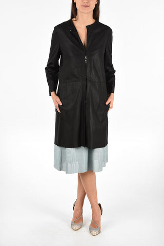 Leather 3/4 Sleeve Overcoat