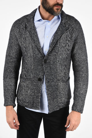 ARMANI JEANS V-Neck Cable Knit Cardigan