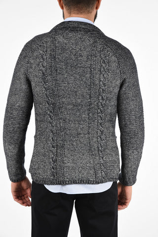 ARMANI JEANS V-Neck Cable Knit Cardigan