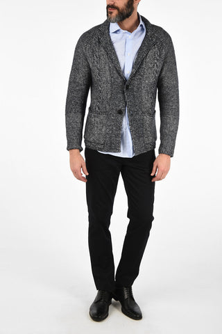 ARMANI JEANS V-Neck Cable Knit Cardigan