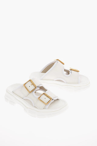 Leather Platform Slides