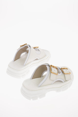 Leather Platform Slides